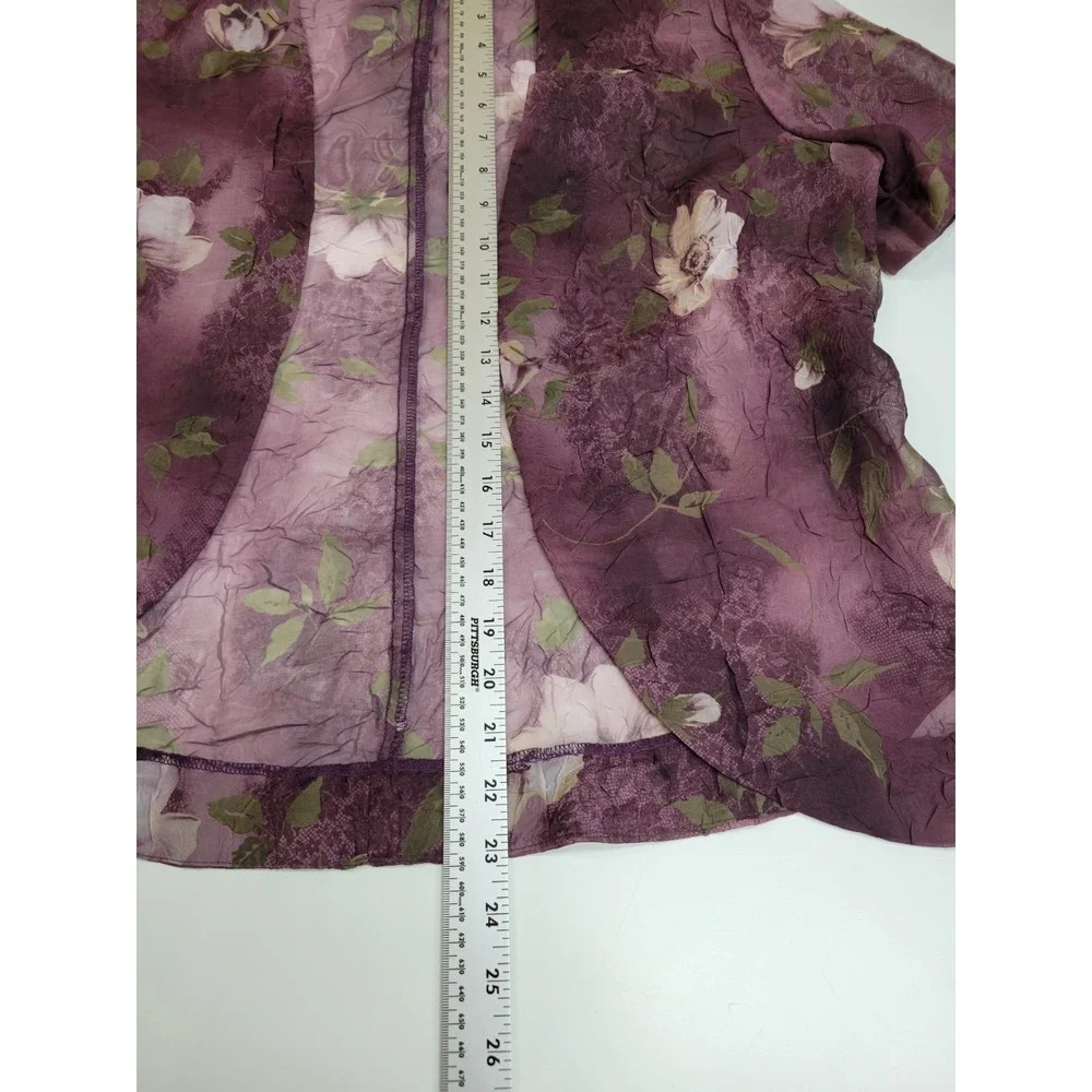 S.L. Fashions Purple Sz 12 Floral Jacket Dress 2 Piece Women Midi Chiffon Formal